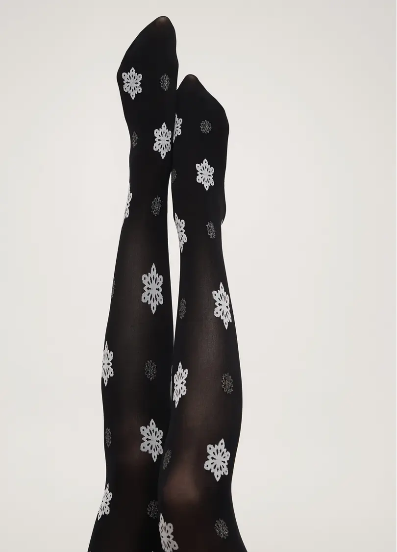 Колготки в сніжинки з люрексом SNOWFLAKE TIGHTS black (чорний)