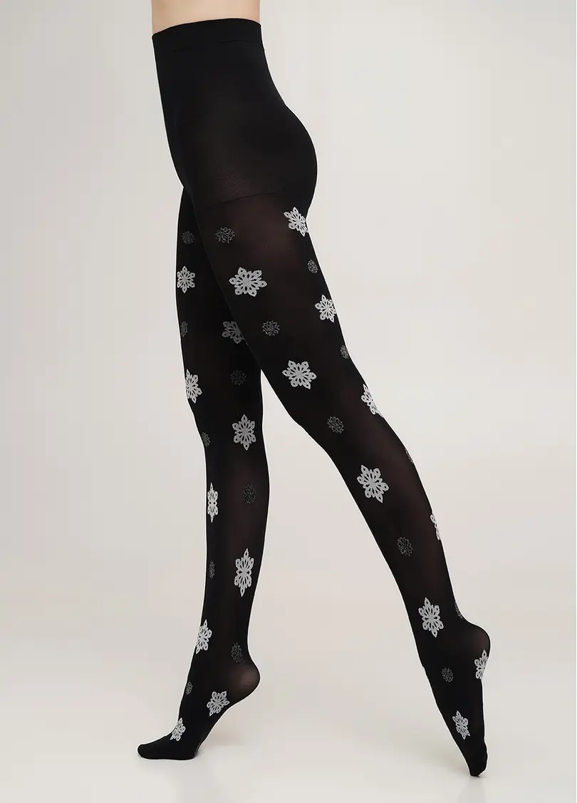 Колготки в сніжинки з люрексом SNOWFLAKE TIGHTS black (чорний)