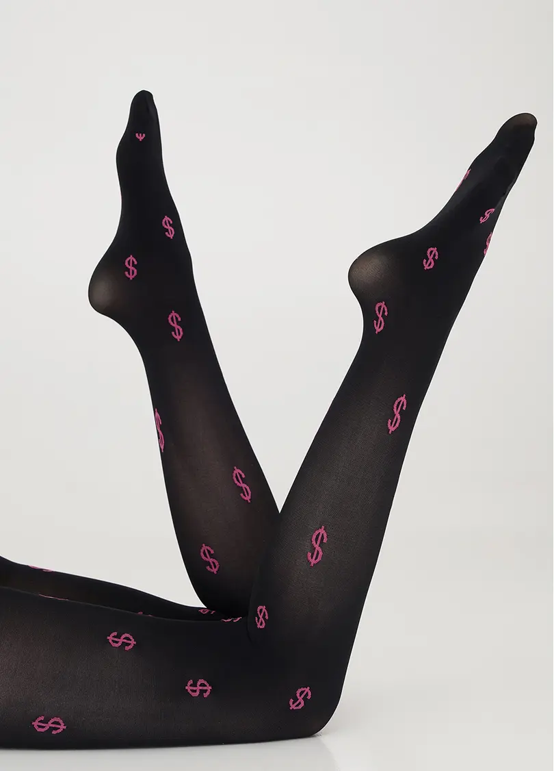 Колготки з контрастним візерунком SPLASH 70 (1) nero/pink (чорний/рожевий)