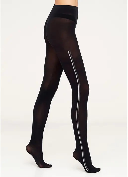 Колготи з лампасами Stripe 70 den model 2 (nero/grey) Колготи з лампасами Stripe 70 den model 2 (nero/grey)