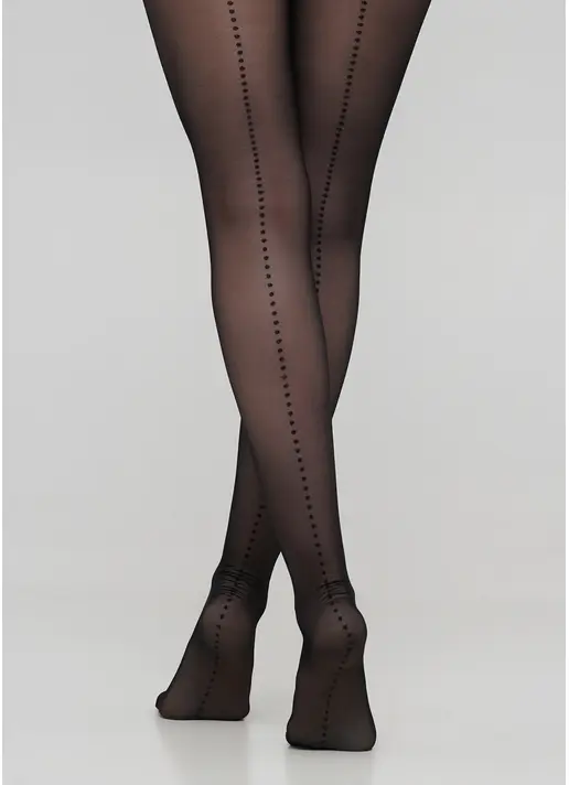 Колготки з ефектним швом в горох і ажурними шортиками VIRGINIA 20 (1) nero (чорний)