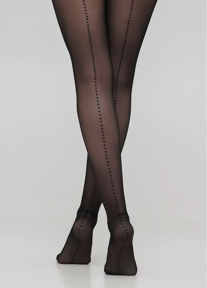 Колготки з ефектним швом в горох і ажурними шортиками VIRGINIA 20 (1) nero (чорний)