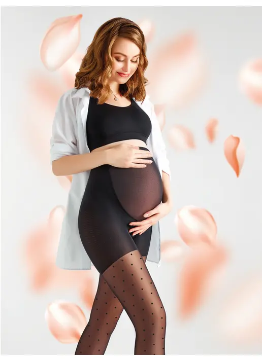 Колготки для вагітних в горох MAMA AMALIA 40 (1) nero (чорний)