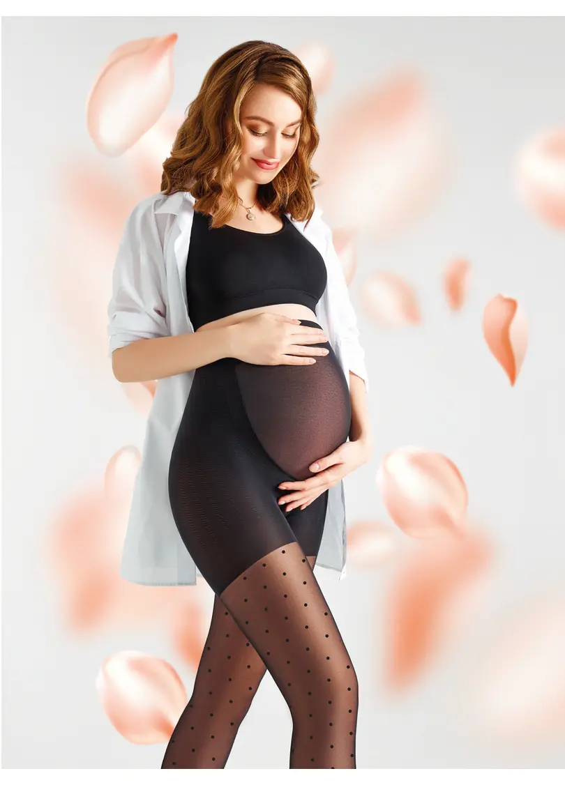 Колготки для вагітних в горох MAMA AMALIA 40 (1) nero (чорний)