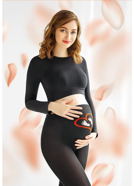 Хлопковые колготки для беременных с рисунком MAMA COTTON FASHION 001 nero (черный)