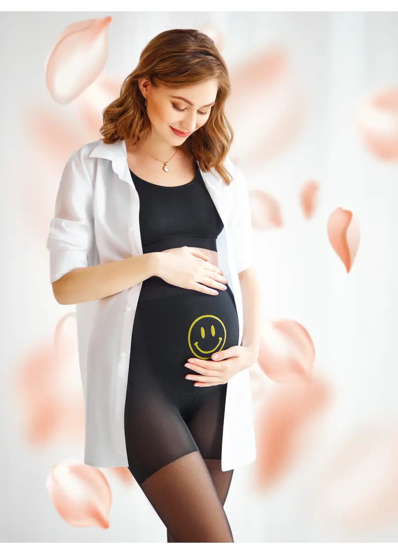 Колготки для вагітних з малюнком Смайл на животі MAMA LOVE 40 (1) nero (чорний)