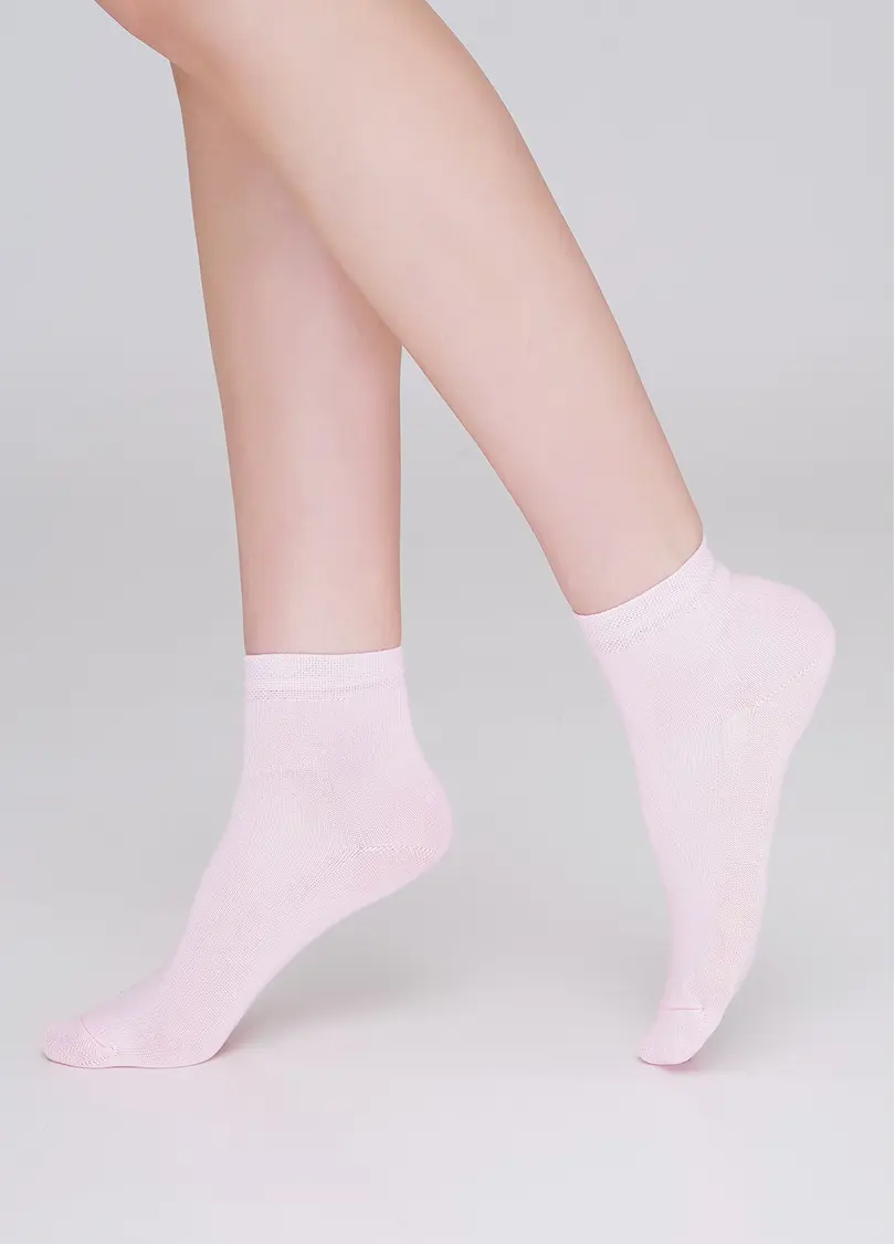 Дитячі бавовняні шкарпетки KS2 CLASSIC + KS2 BASIC 001 pearl (рожевий)