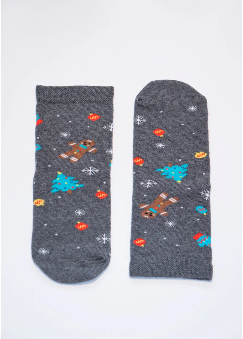 Дитячі новорічні шкарпетки KS2M-NEW YEAR-005 dark grey melange (сірий)