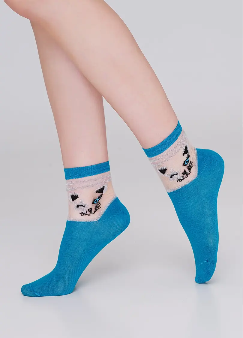 Дитячі шкарпетки зі вставками з мононитки KS3 CRISTAL LUREX 001 enamel blue (блакитний)
