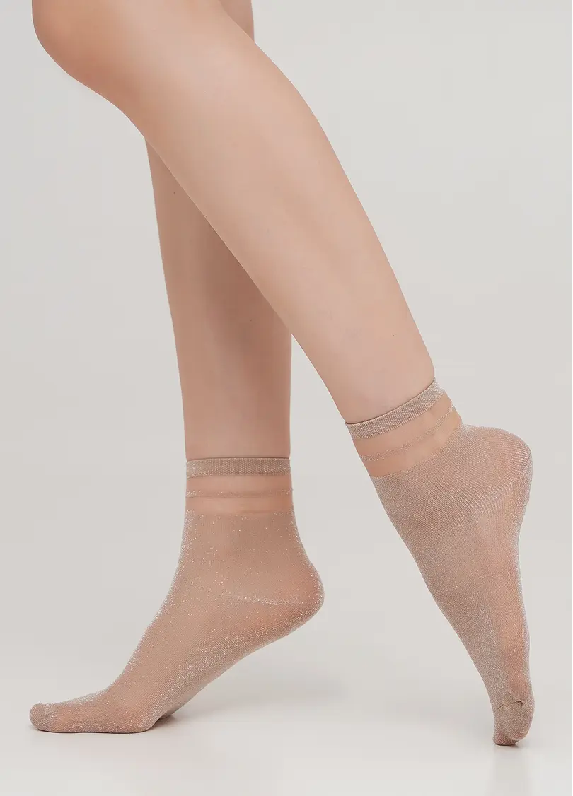 Дитячі шкарпетки з люрексом KS3 CRISTAL LUREX PA 001 nude (бежевий)