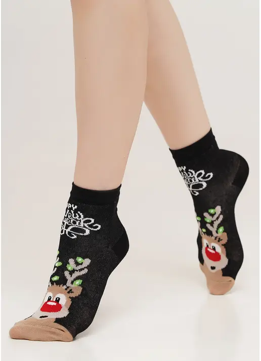 Дитячі шкарпетки з Оленем KS3 NEW YEAR 2103 black (чорний)