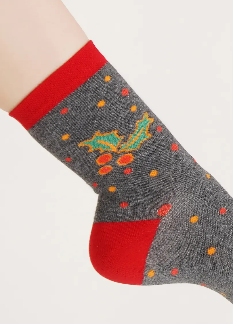 Дитячі шкарпетки з Санта Клаусом KS3 NEW YEAR 2109 dark grey melange (сірий)