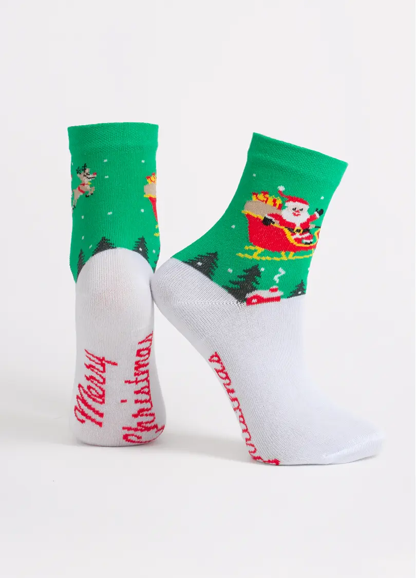 Дитячі новорічні шкарпетки KS3 NEW YEAR 2606 green (зелений)