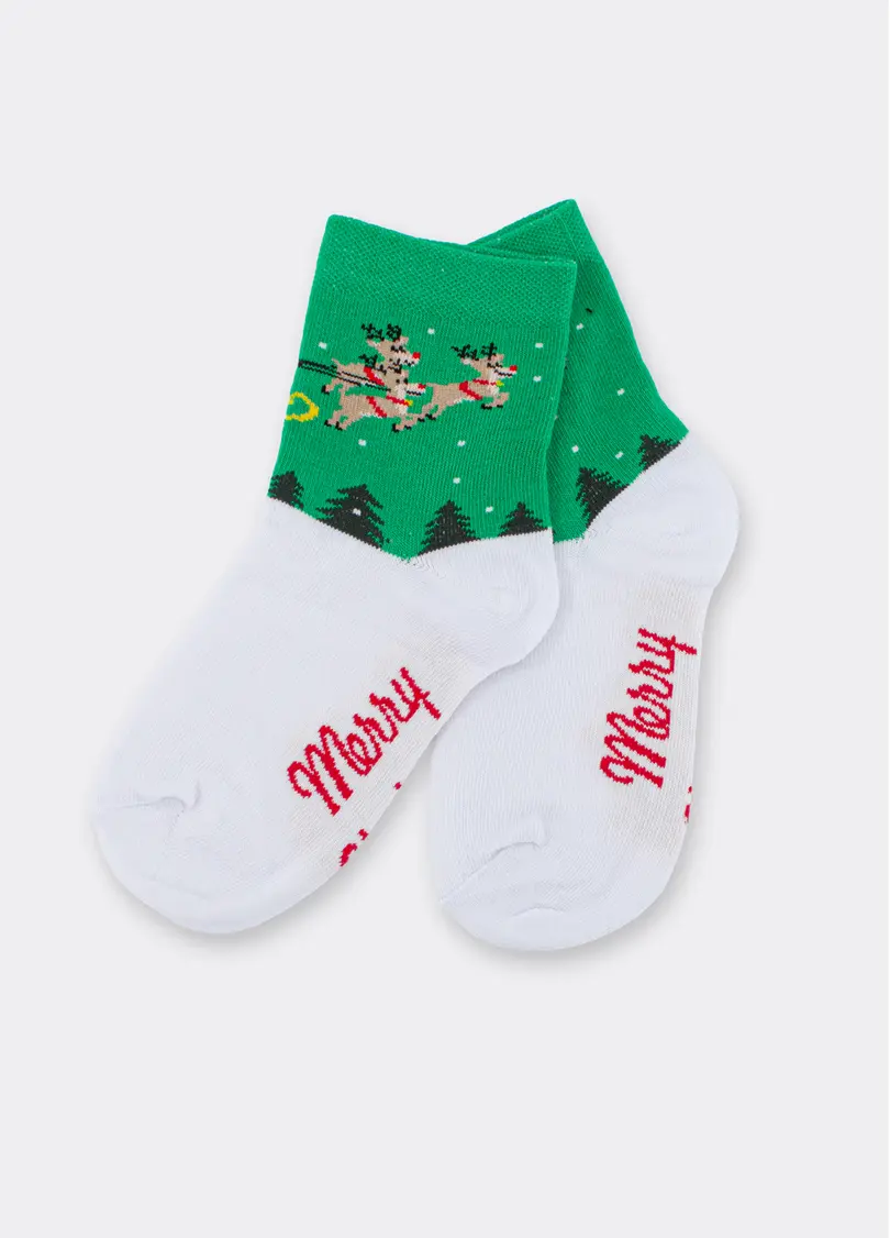 Дитячі новорічні шкарпетки KS3 NEW YEAR 2606 green (зелений)