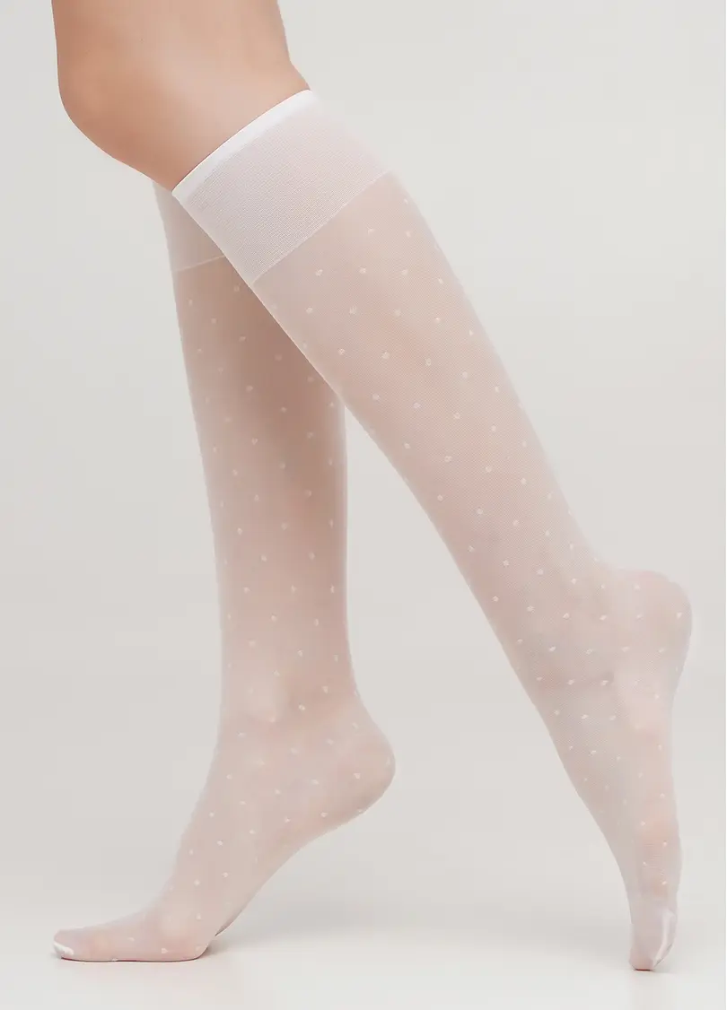 Дитячі капронові гольфи в горох LNG-04 gamb bianco (білий)