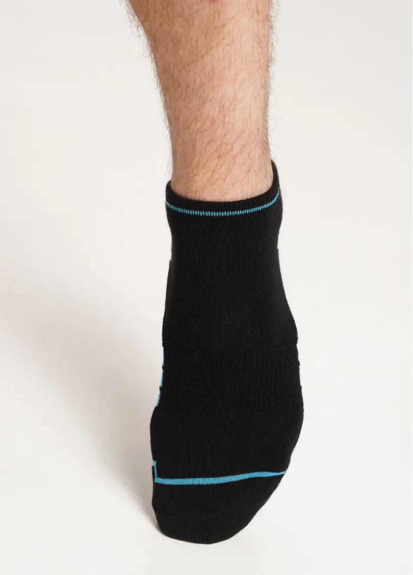 Чоловічі шкарпетки спортивні з махровою стопою MS1 TERRY SPORT 005 [MS1C/SpTe-005] black/mentol (чорний/блакитний)