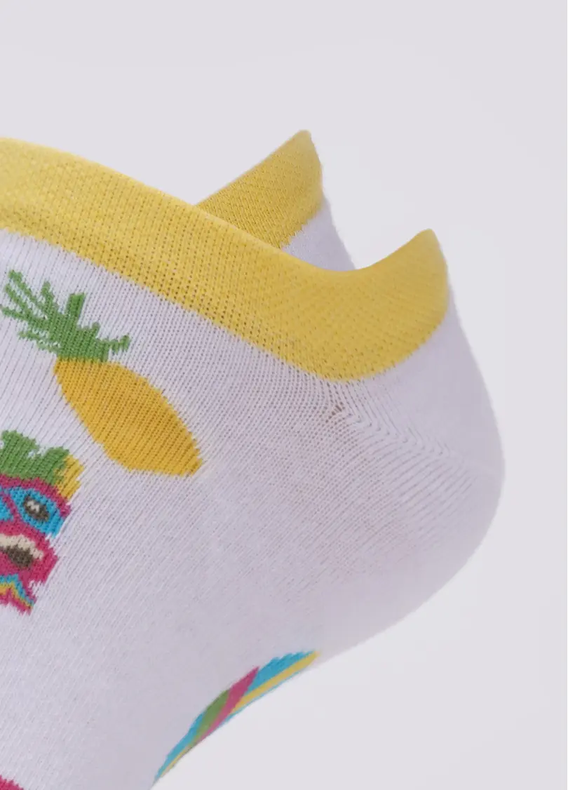 Короткі шкарпетки чоловічі з тропічним малюнком MS1 TROPIC 001 (білий)