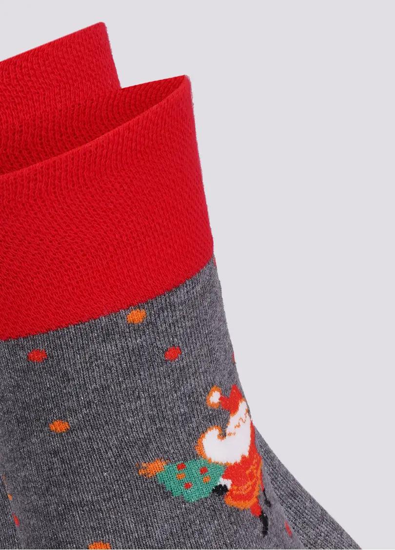 Чоловічі шкарпетки з Сантами MS3 NEW YEAR 2109 dark grey melange (сірий)