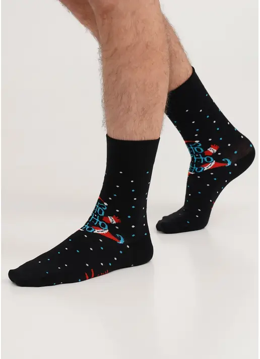 Чоловічі шкарпетки новорічні з Санта Клаусом MS3 NEW YEAR 2305 black (чорний)