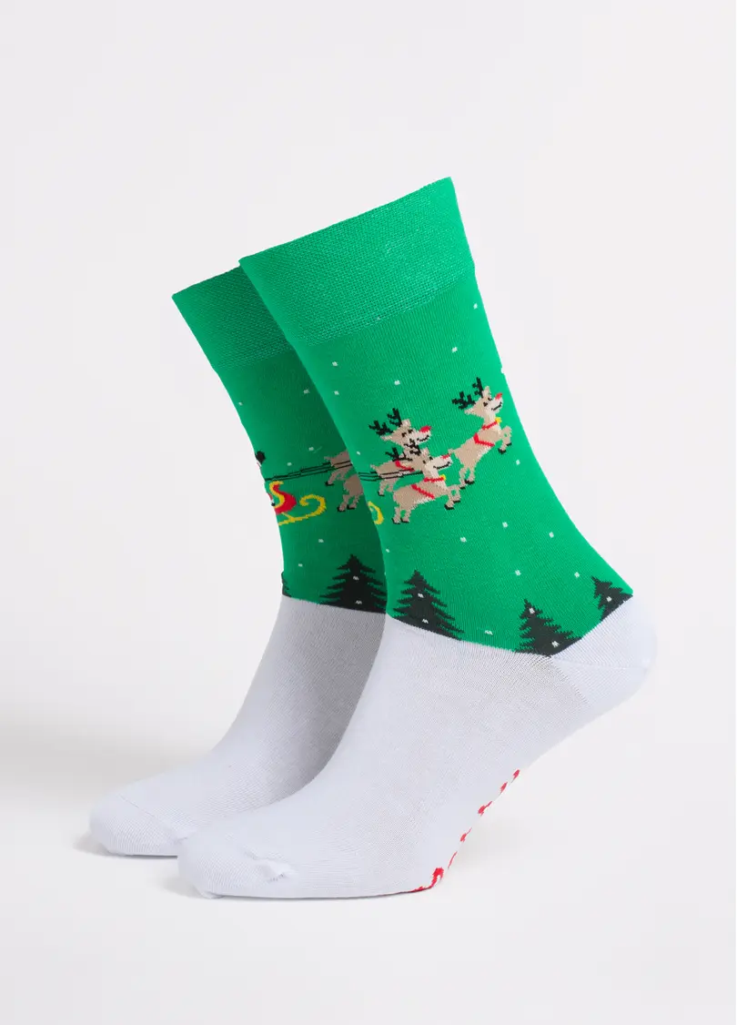 Чоловічі шкарпетки новорічні MS3 NEW YEAR 2606 green (зелений)