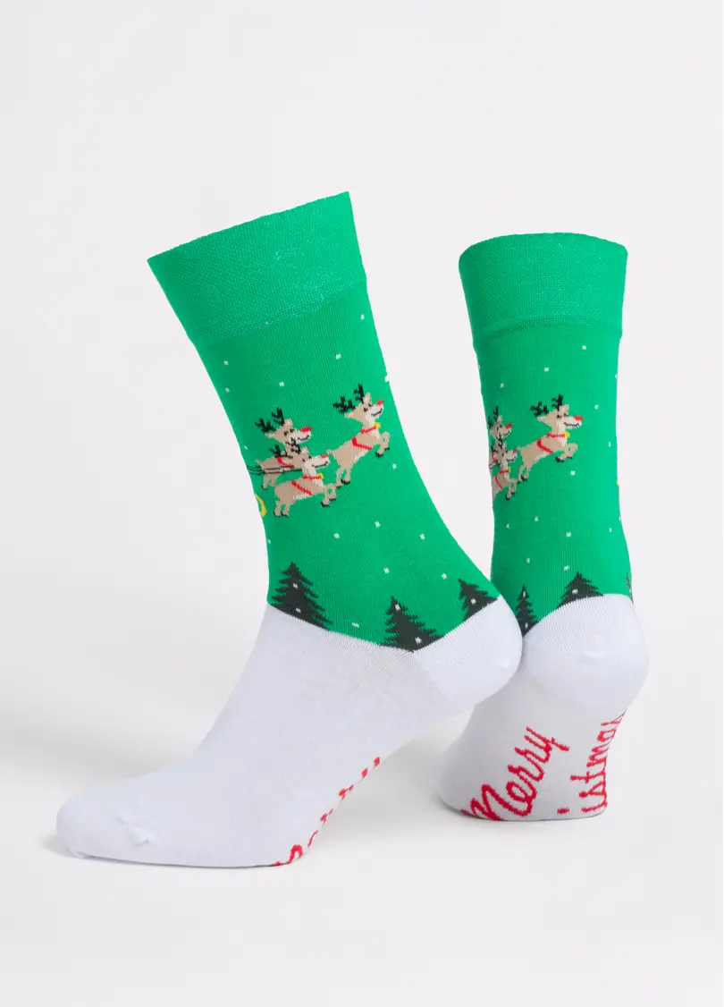 Чоловічі шкарпетки новорічні MS3 NEW YEAR 2606 green (зелений)