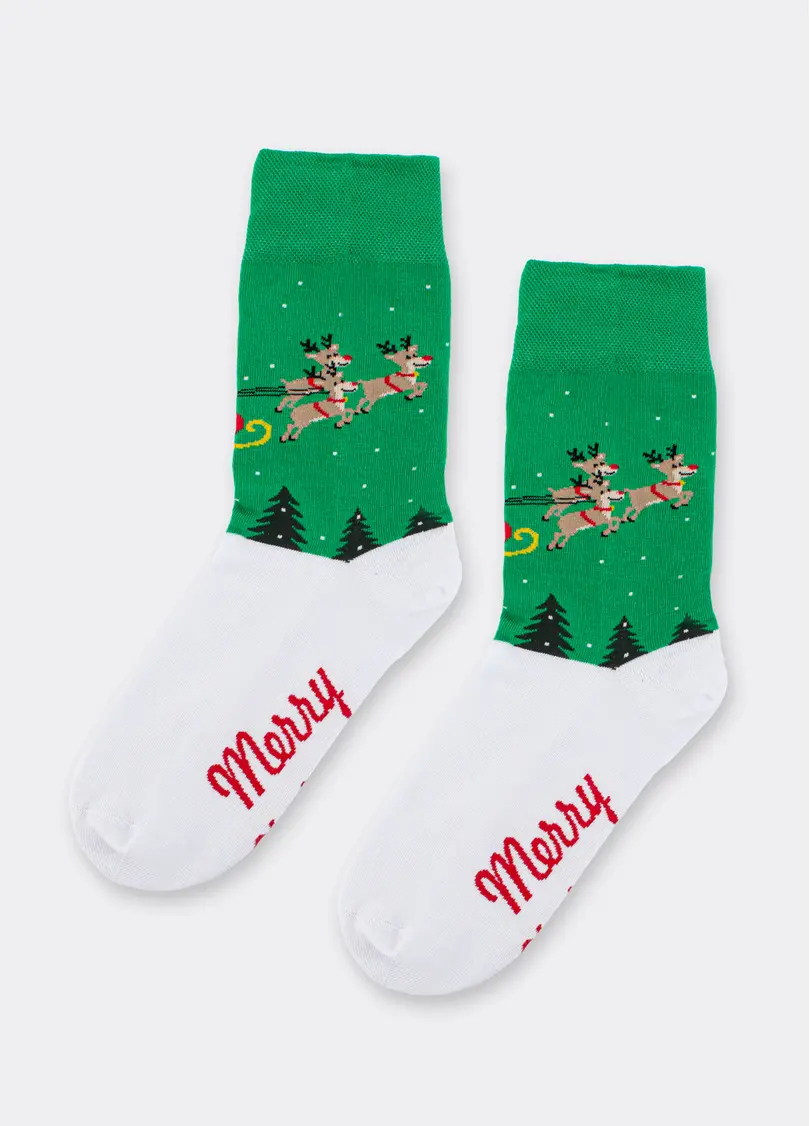 Чоловічі шкарпетки новорічні MS3 NEW YEAR 2606 green (зелений)