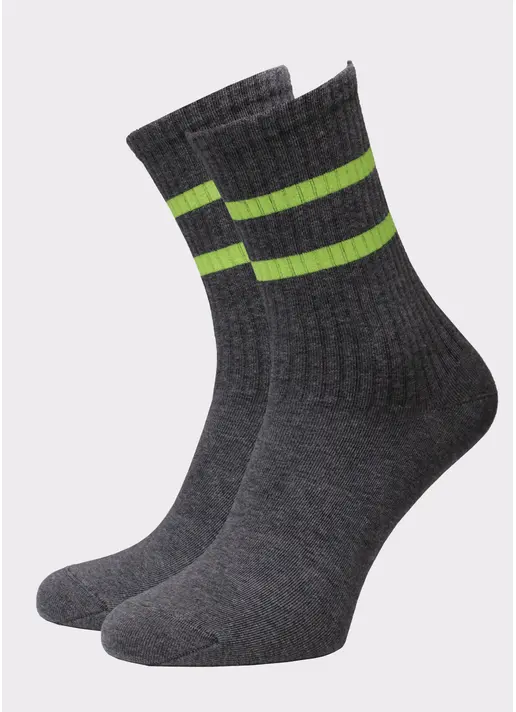 Високі чоловічі шкарпетки MS3 SOFT NEON 002 dark grey melange/yellow (сірий) Високі чоловічі шкарпетки MS3 SOFT NEON 002 dark grey melange/yellow (сірий)