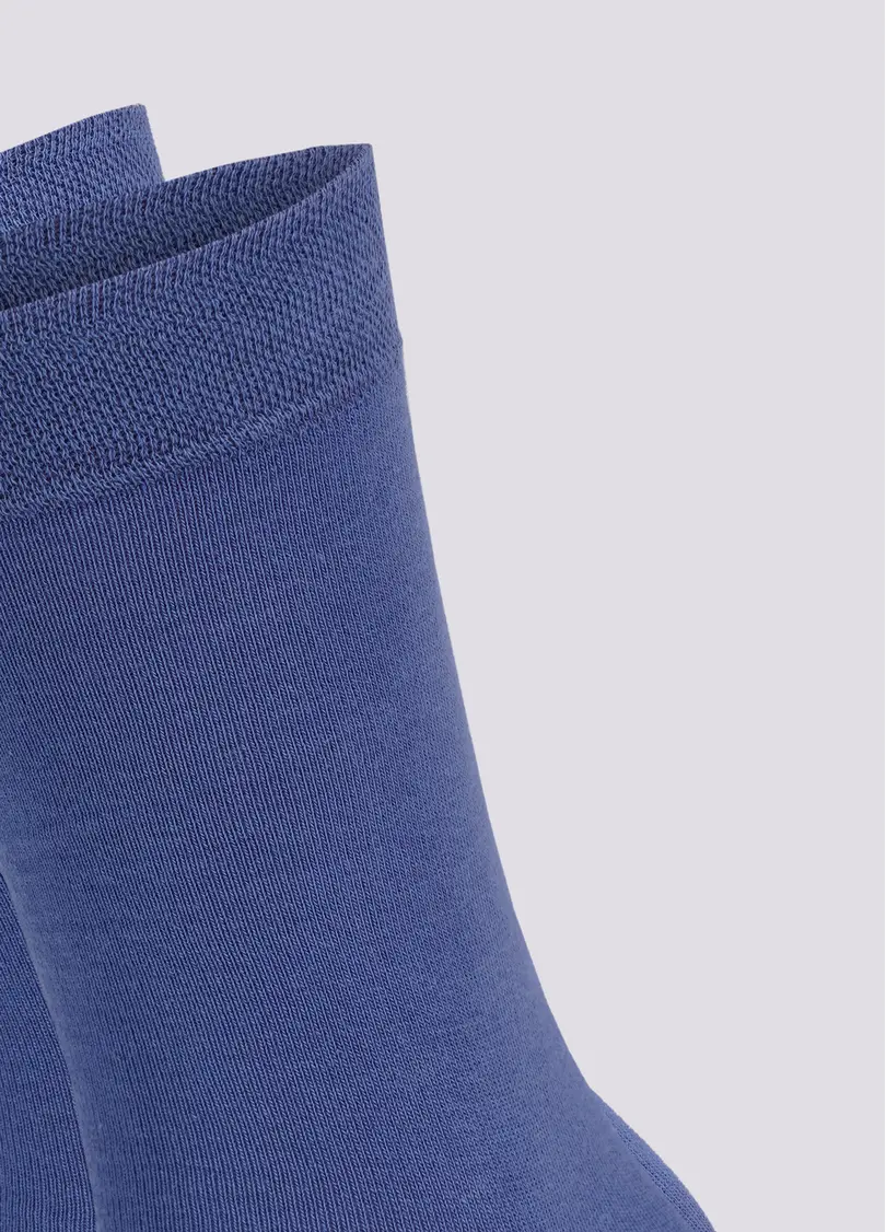 Однотонні чоловічі шкарпетки з бавовни високі MS3 SOFT PREMIUM CLASSIC jeans (синій)