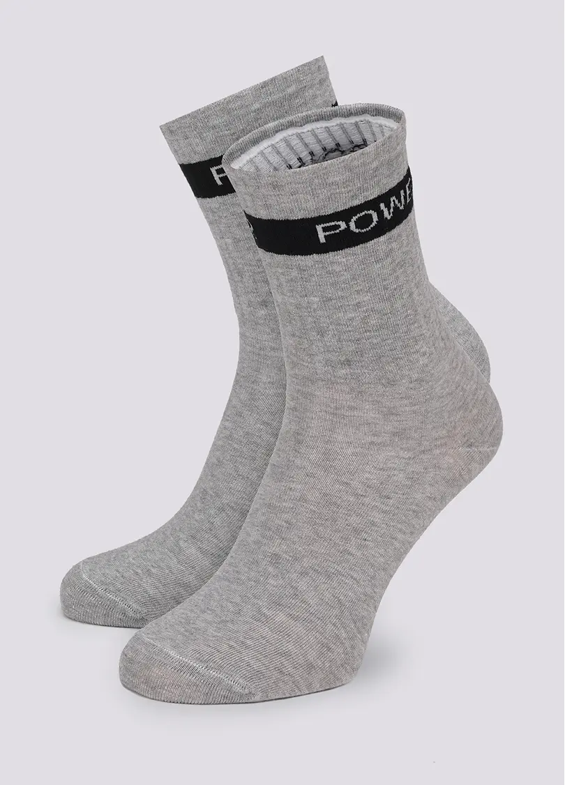 Чоловічі шкарпетки з написом "POWER" з боків MS3 TEXT STRONG 006 light grey melange (сірий меланж)