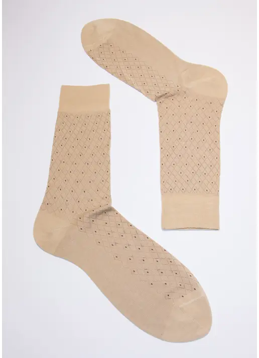 Чоловічі високі шкарпетки MS3C/Sl-204 beige (бежевий) Чоловічі високі шкарпетки MS3C/Sl-204 beige (бежевий)