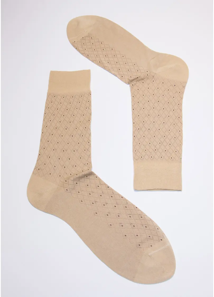 Чоловічі високі шкарпетки MS3C/Sl-204 beige (бежевий)