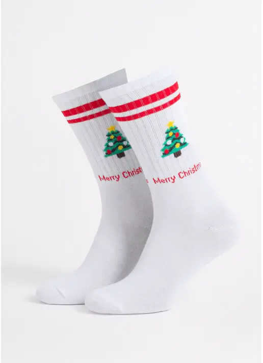 Чоловічі новорічні шкарпетки MS4 NEW YEAR STRONG 2602 white/red (білий/червоний)