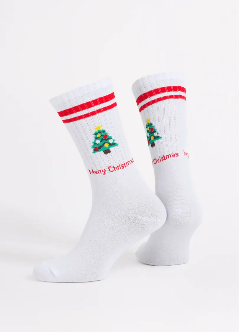 Чоловічі новорічні шкарпетки MS4 NEW YEAR STRONG 2602 white/red (білий/червоний)