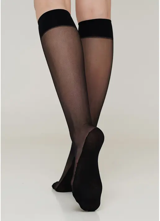 Жіночі гольфи з бавовняними підслідниками FOOTIES STYLE KNEE-HIGH 20 nero (чорний)