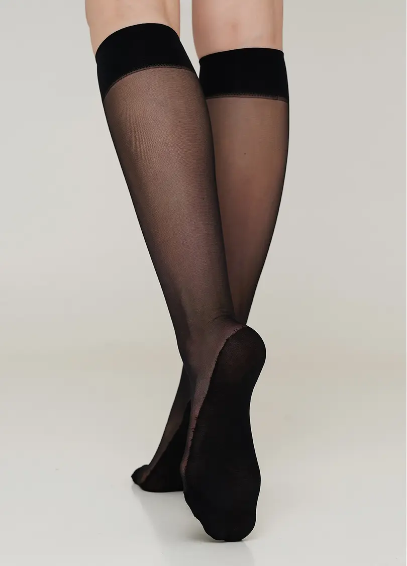 Жіночі гольфи з бавовняними підслідниками FOOTIES STYLE KNEE-HIGH 20 nero (чорний)