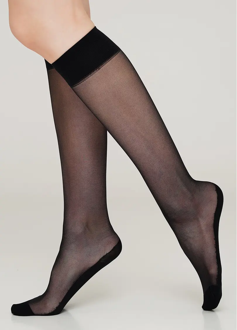 Жіночі гольфи з бавовняними підслідниками FOOTIES STYLE KNEE-HIGH 20 nero (чорний)