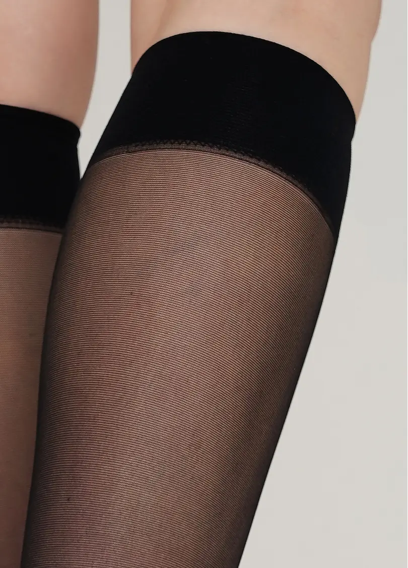 Жіночі гольфи з бавовняними підслідниками FOOTIES STYLE KNEE-HIGH 20 nero (чорний)