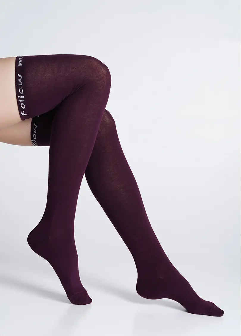 Гольфіни бавовняні з написом "Follow me" WB1 FASHION 010 vintage grape (фіолетовий)
