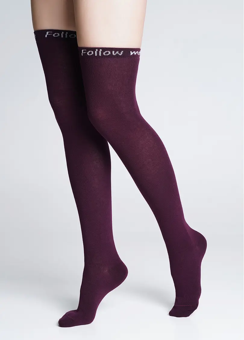 Гольфіни бавовняні з написом "Follow me" WB1 FASHION 010 vintage grape (фіолетовий)