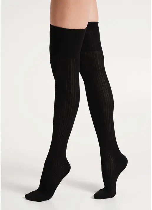 Бавовняні гольфіни в рубчик WB1 STRONG RIB CLASSIC black (чорний)