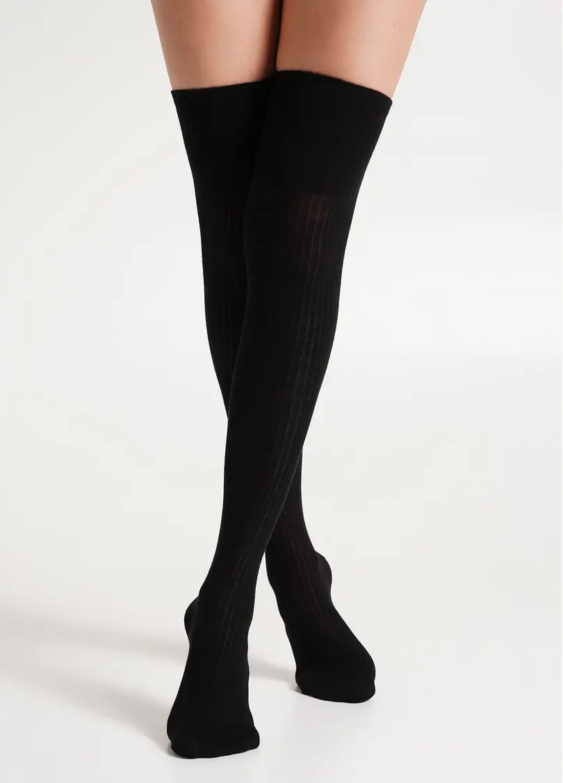 Бавовняні гольфіни в рубчик WB1 STRONG RIB CLASSIC black (чорний)