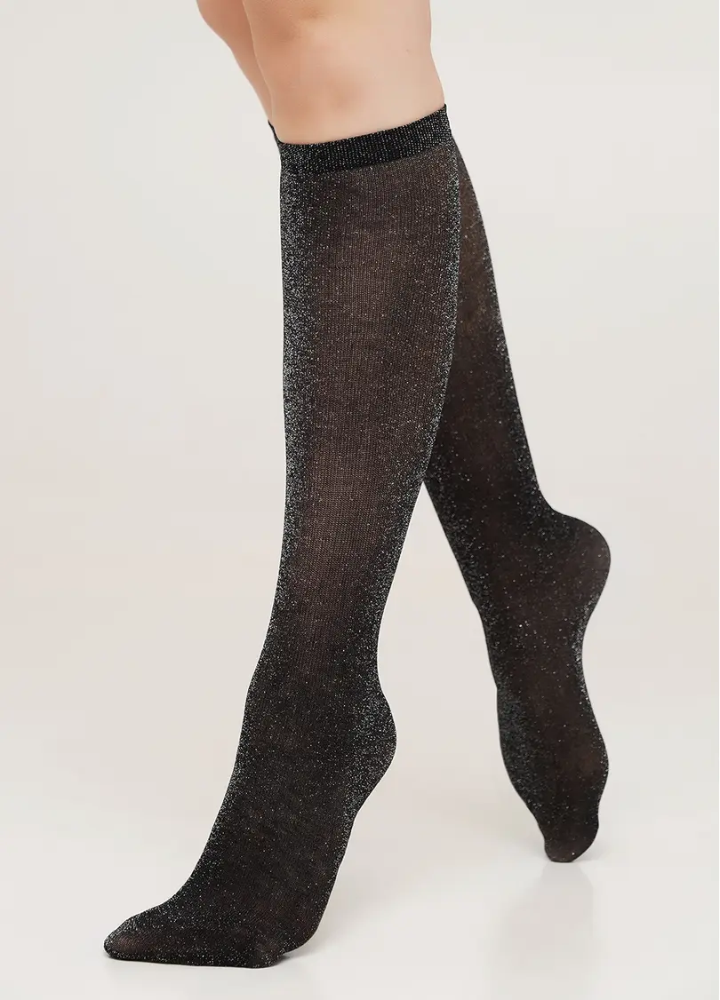 Гольфи з люрексом WG1 LUREX PA 001 silver metallic (чорний)