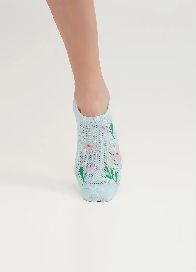 Короткі шкарпетки з бавовни з квітами WS1 AIR 009 blue glow (блакитний)
