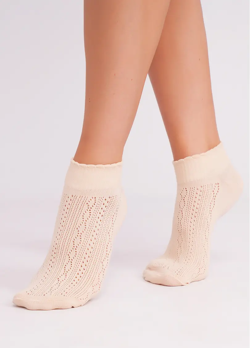 Шкарпетки жіночі ажурні WS1 AIR 011 beige (бежевий)