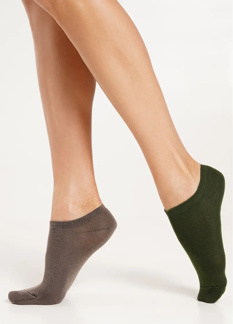 Жіночі короткі шкарпетки (2 пари) WS1 CLASSIC haze/khaki (коричневий/зелений)