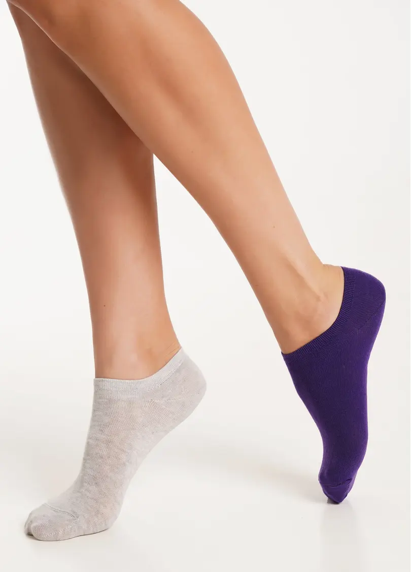Жіночі короткі шкарпетки (2 пари) WS1 CLASSIC violet indigo/silver melange (фіолетовий/сірий)