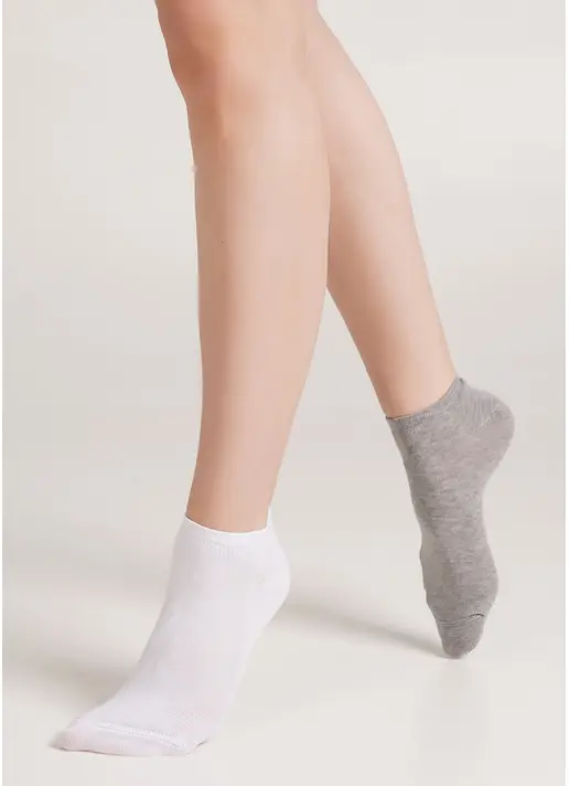Жіночі короткі шкарпетки (2 пари) WS1 CLASSIC light grey melange/white (меланж)