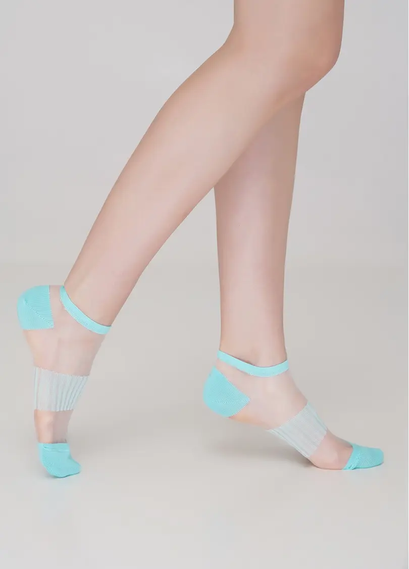 Короткі жіночі шкарпетки прозорі WS1 CRISTAL 028 light mint (зелений)