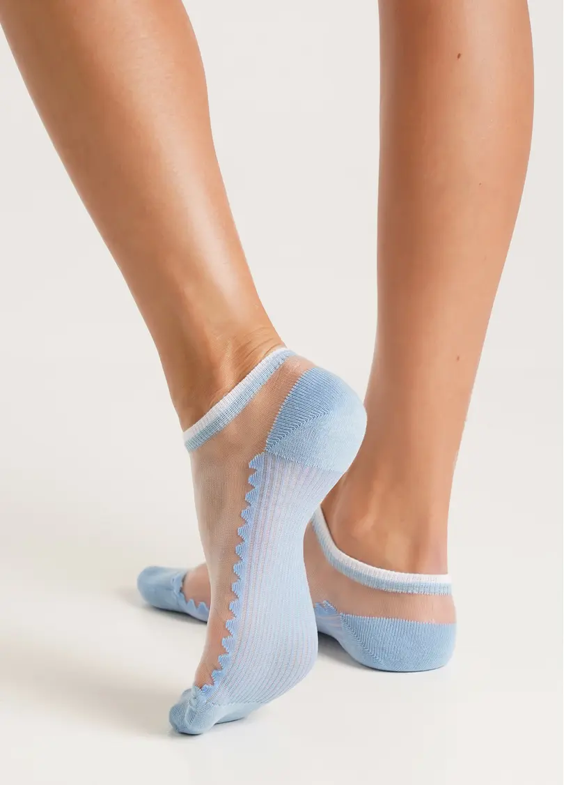 Шкарпетки короткі прозорі з бавовняною стопою WS1 CRISTAL 029 baby blue (блакитний)