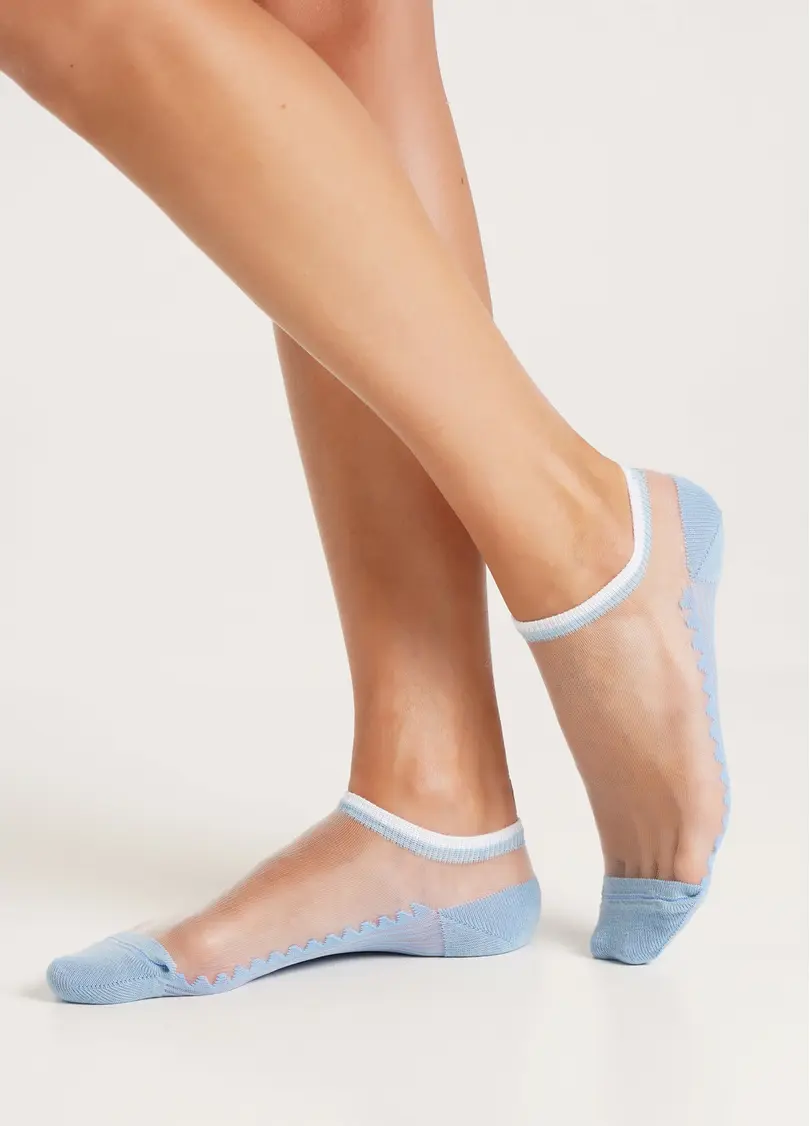Шкарпетки короткі прозорі з бавовняною стопою WS1 CRISTAL 029 baby blue (блакитний)